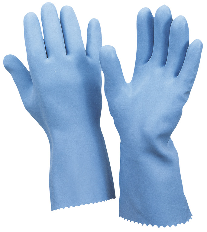 Solidstar® Latex-Handschuh Super-Blue smooth glatte Handfläche Baumwoll-Strickfutter 30 cm CAT 3