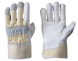 [001338-10] R.L. Rindnarbenleder-Handschuh gefüttert Stulpe gummiert Knöchel + Fingerkuppen aus Rindspaltleder