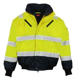 [480730] LeiKaTex® Pilotenjacke Warnschutz neongelb/marineblau
