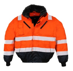 [480760] LeiKaTex® multifunktionale Pilotenjacke Warnschutz warnorange/marineblau