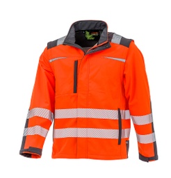 [490800] LeiKaTex® BRIGHT LINE Warnschutz-Softshelljacke EN ISO 20471 warnorange/grau